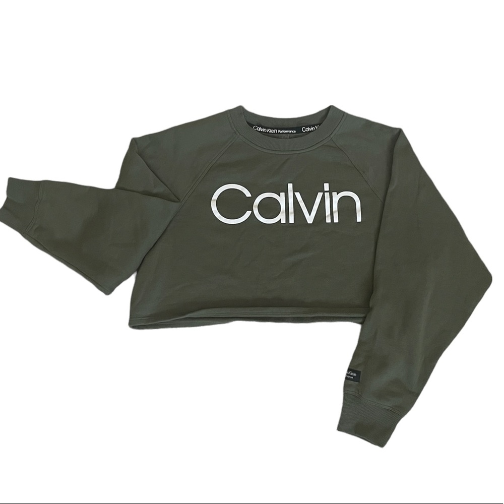 Green Crop Top Calvin Klein Sweater - Women’s SZ L - NWOT
